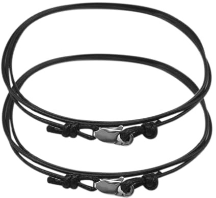 WUFKOP 2 bracelets fins pour homme et femme avec fermoirs mousquetons faits main, élégants bracelets tressés, bijoux Surfeur artisanaux, bracelets minimalistes en tissu, étanches et ajustables (Noir)