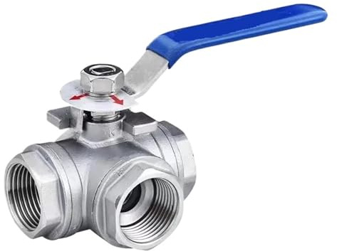 Vanne à bille Vanne à bille 3 voies passage intégral en acier inoxydable, type T/L, 1/4, 3/8, 1/2, 3/4, 1, femelle, for eau, huile, air et gaz, DN25, DN10, DN15, DN20(1,T-type)