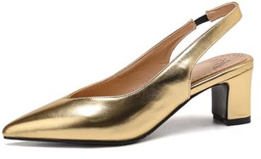 Générique Femmes Talon Bloc Moyen Escarpins De Mariage Glisser sur Sandales De Mariée Bout Pointu Slingback Chaussures De Soirée Et De Bal