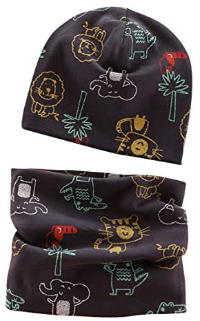 VUCDXOP Baby Kinder Baumwolle Mütze Schal Set Winter Jungen Mädchen Beanie Hüte + Schlauchschal 2er Set Herbst Winter Weich Baumwolle Beanie Mütze Hut Halstuch Rundschal Nackenwärmer Set
