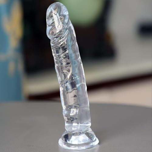 6.3in Realistic Flexible Dildos Sex Toys, with Suction Cup for Hands-Free Play, Lifelike Adult Toys for Men Women Couples G Spot Sex Toy Anal Butt Plug Prostate Transparent