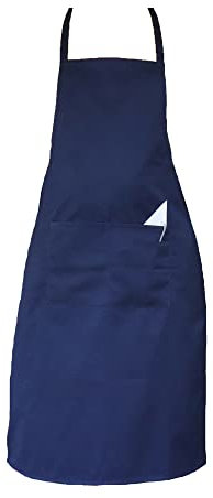 P-H Full apron adjustable 2 front pockets Chef apron Kitchen café, pub and Restaurant Men and Women apron (Navy)