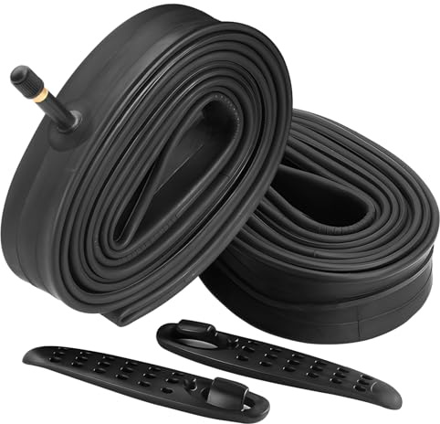 FANSPRO 2 Pack of 29 Inch Bike Tube 29x2.125 29x2.20 29x2.25 29x2.30 29x2.35 29x2.40 Heavy Duty Bicycle Tube with 2 Tire Levers, 32mm Schrader Valve Premium Quality Butyl Inner Tube