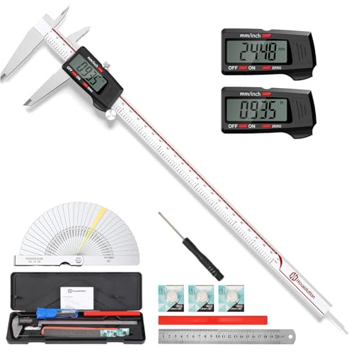 Housolution Digital Caliper 12 Inch, Caliper Measuring Tool with Large LCD Screen, Inch/MM, 4 Measuring Ways, Auto-Off LCD Stainless Steel Micrometer Vernier Caliper for Printing Jewelers Woodworkers