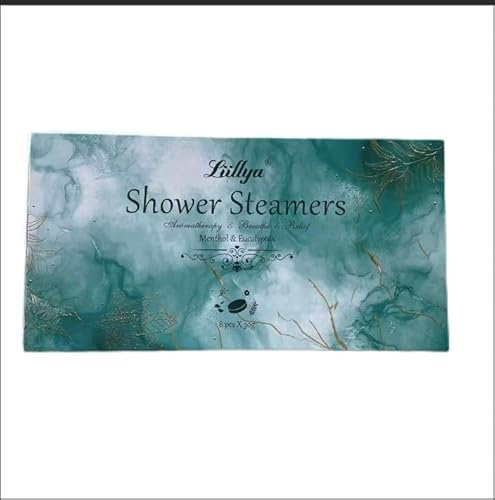 Liillya Bombe de Douche d'aromathérapie Menthe & Eucalyptus, Lot de Bain de 8 Vapeur de Douche aux Huiles Naturelles Essentielles, Soulage le Stress et Soulage la Congestion Nasale, Cadeau pour Femme
