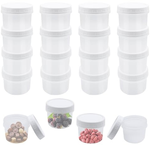chuanhylis 20 Pezzi Contenitori Plastica per Alimenti, Mini Contenitore Con Coperchio, 160ml Ermetici Contenitori Piccoli per Cucina, Alimenti, Frigorifero, Ristorante