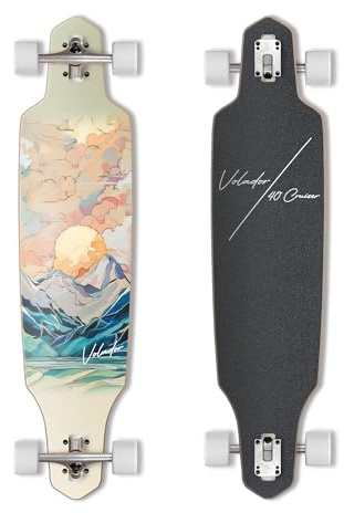 VOLADOR Urban Freeride Pro Longboard Cruiser 40inch | Canadian Maple Wood Deck & Forged Reverse Kingpin Truck | Drop Through Longboard Complete Setup for Urban Commuting (Wonderland)