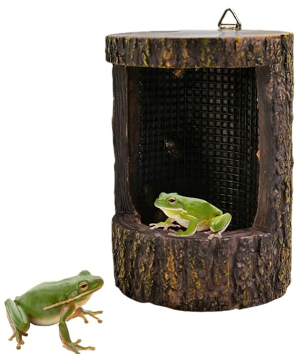 Generisk reptilfoderdispenser | Utbrottssäker foderskål – reptiltillbehör med simulerad trädstubdesign och – för små reptiler ödla geckos grodor och terrarium tillbehör