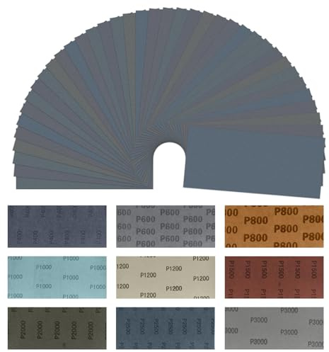 81 Pezzi Carta Abrasiva, Carta Vetrata in Grane 400 600 800 1000 1200 1500 2000 2500 3000, Impermeabile Levigatura a Secco e Umido, Carta Vetrata per Metallo, Auto, Mobili in Legno
