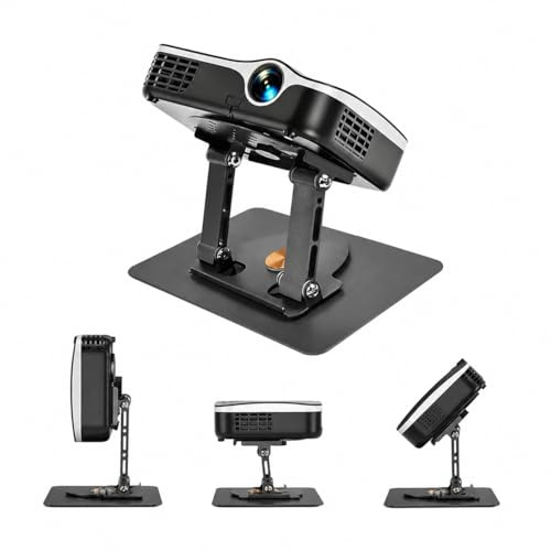 BXUUXA Supporto pieghevole per proiettore, girevole a 360°, con filettatura da 1/4, portata fino a 10 kg, per home theater, ufficio e sala giochi (nero)