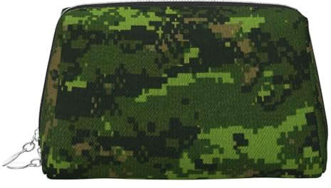Green Army - Neceser de maquillaje de camuflaje digital con divisor, bolsa de aseo de viaje portátil, Silver, One Size