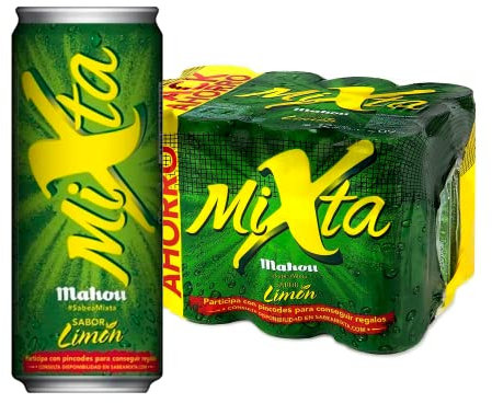 Mahou Mixta, Pack de 12 Latas x 33 cl, Combinación de Cerveza Mahou 5 Estrellas Con Limón, Sabor Ligero y Refrescante, 0.9% de Alcohol