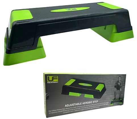 UFE Urban Fitness Adjustable Aerobic Step Material de Entrenamiento, Adultos Unisex, Charcoal/Green (Multicolor), Talla Única