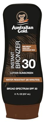 Australian Gold Body Lotion Sunscreen SPF 30 | Instant Bronzer, 8 Fl Oz