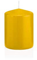 INNA-Glas Candela votiva/Candela a Colonna Maeva, Giallo, 8cm, Ø6cm, 29h - Made in Germany - Candela di Cera/Candela Decorativa