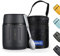 Healter 500ml Thermobehälter für essen Thermobox für essen Wärmebehälter für speisen Thermobecher essen Thermoschüssel mit Deckel Thermoskanne Essen Auslaufsicher für Kaffee Suppe(Schwarz)