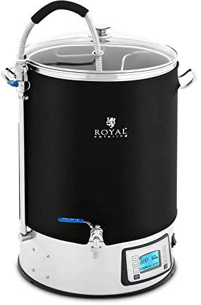 Royal Catering RCBM-40IN Braukessel mit Isolierung 40 l 2500 W 10-100 °C Edelstahl gehärtetes Glas Bierbrauanlage Maischekessel