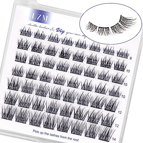 LZM Cluster 8-14 mm Einzelwimpern, C-Curl-Wimpern, natürliche Wimpern, wiederverwendbare Wimpernbügel, dünnes Band, Cluster (Wishes-C-Mix)