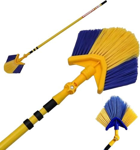 Long Reach 3M Angled Head Cobweb Brush with Extending Telescopic Handle Feather Duster for Ceiling Indoor Corner Cleaning 180 Degree Cleaner