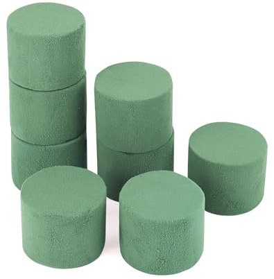 QWORK® 8 Stück 8 x 6 cm Blumensteckschaum Zylinder für Gestecke, Nasssteckschaum in Grün, ideal für Hochzeiten und Feste