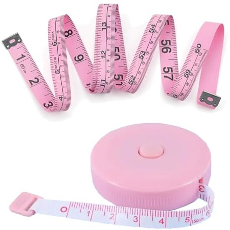 2PCS Measuring Tape for Body, Soft Tape Measure for Body Sewing Fabric Tailor Cloth Craft Measurement Tape, 60 Inch/1.5M Retractable Dual Sided Measure Tape Set (Pink)
