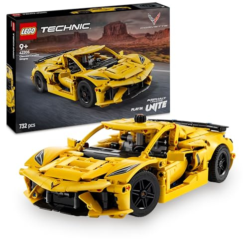 LEGO Technic Chevrolet Corvette Stingray Race Car Toy, 8-Cylinder Engine and Differential - Vehicle Model Kit - Birthday Gift for 9+ Year Old Boys, Girls or Adult Motorsport Fans - 42205