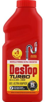 Destop Deboucheur turbo javel et soude gel ultra rapide - La bouteille de 500ml