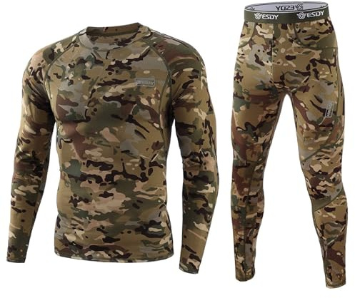 Ensemble-sous-Vetement-Thermique-Homme-Haut-Thermique-Homme-Legging-Homme-Sport-sous-Vetement-Ski-Homme-pour-Automne-Hiver-Tee-Shirt-Manche-Longue-Homme-Col-Round-Collant-Homme (Camouflage, M)