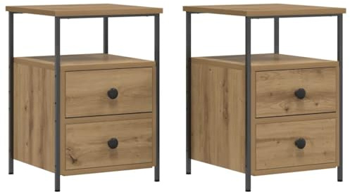 vidaXL Mesitas de Noche 2 uds Madera Roble Artisan 34x35,5x50 cm, mesita Auxiliar, Mesa Auxiliar, Soporte para teléfono