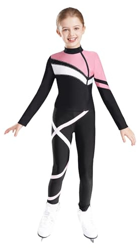 Rswnyirn Survêtement Fille Ensemble Tenue Patinage Artistique pour Enfant Pantalon Gymnastique Danse Sportswear 5-16 Ans Rose 11-12 ans
