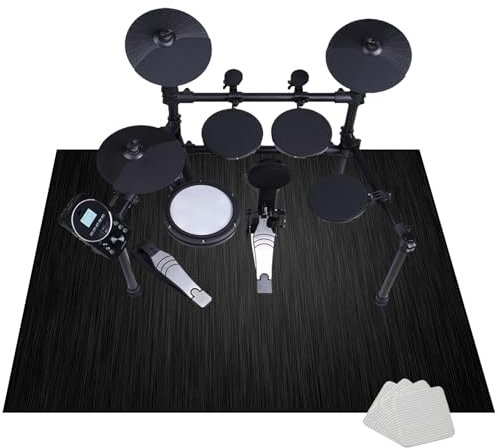 Tappetino Insonorizzato Batteria - Tappeto Professionale per Batteria e Strumenti a Percussione - Carpet Drum Mat - Tappeto per Batteria - Tappeto Antiscivolo Batteria Elettronica 140 x 120 cm