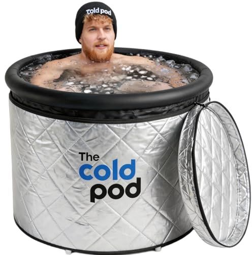 The Cold Pod Insulated Ice Bath Tub with Cover,320L Cold Plunge Tub Fully Wrapped by Silver Reflective Zip-Up Cover for Athletes and Fitness Enthusiasts, Suitable for Indoor and Outdoor Use