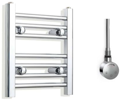 Companyblue 300 x 400mm Electric Heated Towel Rail - Chrome Flat Ladder Bathroom Radiator