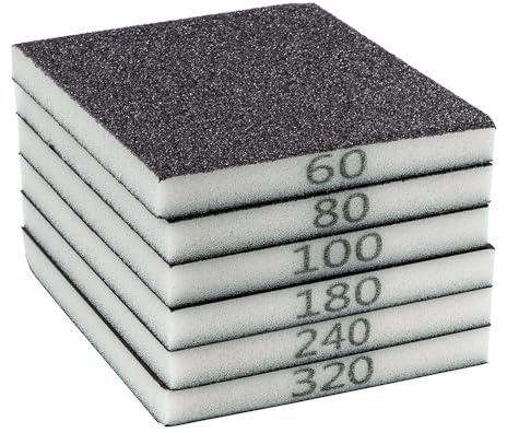 Ideen mit Herz slipsvampar | 6-pack | 10 cm x 12 cm x 1,3 cm | olika kornstorlekar | mjuka slipkuddar | slipkuddar | flexibla