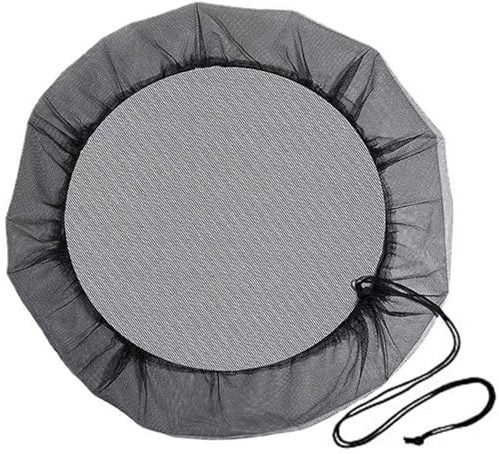 Cubierta de malla para barril de lluvia Red de cubierta de barril de lluvia resistente a desgarros de 47 pulgadas con cordón Red de tope para exteriores para mantener las hojas y los escombros afuera