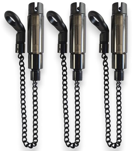 TJR Tackle 3 x Mag Pro Bite Indicators Bobbins with Magnetic Line Clip, Short 14cm Chain, For Fishing Bite Alarms (Translucent Black)