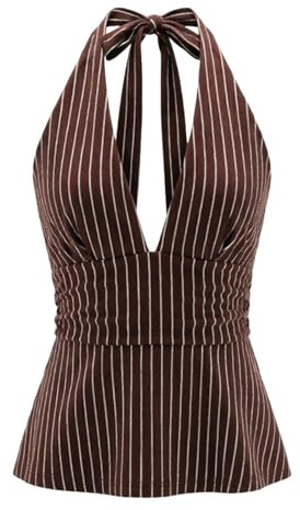 Generisch Débardeur Femme Nekcholder Crop Top Doux Élégant Col en V Débardeur sans Manches Dos Nu Débardeur de Sport Élégant Confortable Imprimé Bretelles Spaghetti Haut Élastique Respirant
