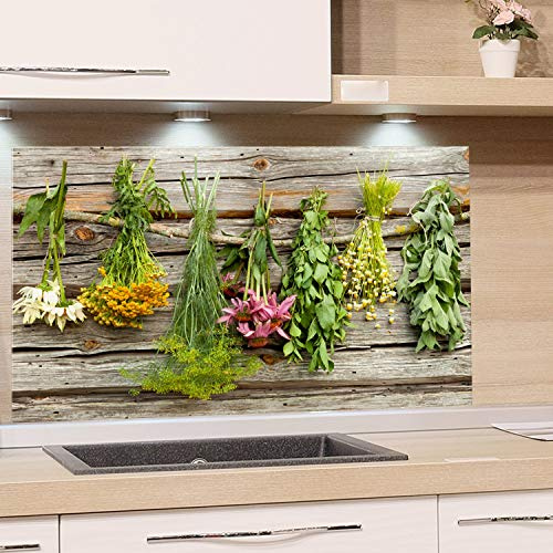 GRAZDesign Spritzschutz Glas für Küche Herd, Bild-Motiv Küchenkräuter, Küchenrückwand Küchenspiegel Glasrückwand, Herdblende Rückwand Küche, 4mm ESG Glas 80x60cm