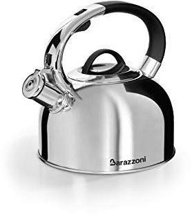 Barazzoni Bollitore, Acciaio Inox 18/10 Lucido, Induzione+Gas, Beccuccio dosatore, Fischio nel tappo, Ampio coperchio apribile