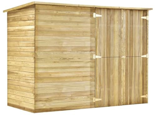 vidaXL Legno di Pino Impregnato Ripostiglio da Giardino Doppia Porta Casetta Attrezzi per Esterni Deposito Salvaspazio Capanno 232x110x170 cm Naturale