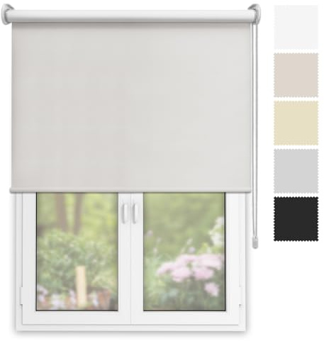 DECORESTOR Estor Enrollable Opaco Térmico a Medida - Gris - Persiana Blackout para Ventanas y Puertas - Interior y Exterior - Bloquea 100% Luz y Aisla Temperatura - Ideal en Pared o Techo