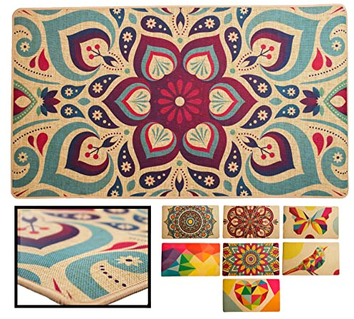 LUCA HOME - Alfombrilla Pasillo Novofloor Mandala 2 40x70cm - Antideslizante Alfombra - Tapetes para Sala - Alfombra Salon, felpudos de Interior, alfombras Pasillo