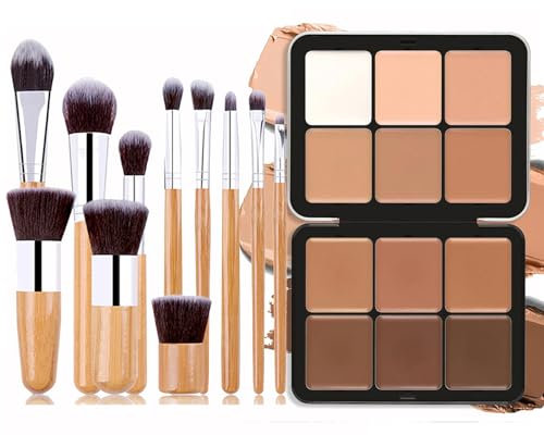 Joyeee Professional Makeup Palette Correttori, 12 colori Carla Secret Palette, Palette Contouring + 11 Pennello Trucco in Fibra di Nylon, Correggere le Imperfezioni, Lunga durata, Aspetto Naturale