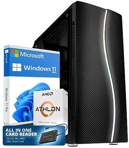 Business Office Work PC | AMD Athlon | 8GB RAM | 240GB SSD | Smart Card Reader 7-in-1, Smart Card, SIM, SD/SDHC/SDXC, Micro SD/T-Flash, MMC, MS, M2 | Windows 11 Computer | WiFi | Office Word | Excel