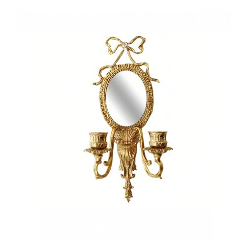 Hemivita - Portacandele da parete in ottone dorato, anticato, resistente, decorazione da parete, per soggiorno, sala da pranzo, camera da letto, ingresso (oro 4)