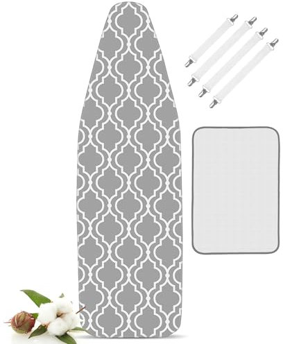LaFleurs Bügelbrettbezug 120x40 mit Bügeltuch, Bügeltischbezug für Dampfbügelstation, 4 Größen, Baumwolle Komfortpolster, Bügelbezug für 110-122cm x 30-40cm Bügelbrett Bezug, Schnelles Bügeln, M