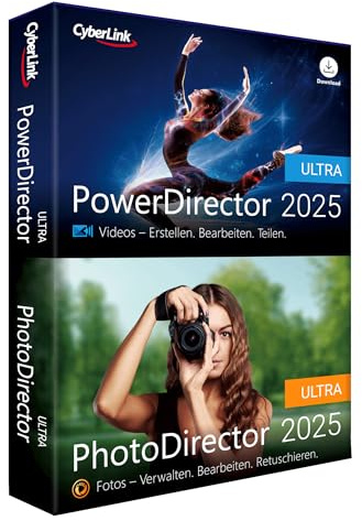CyberLink PowerDirector 2025 Ultra & PhotoDirector 2025 Ultra Benutzerfreundliches Videobearbeitungsprogramm für PC mit Greenscreen Screen RecorderLeistungsstarkes Bildbearbeitungsprogramm [Box]