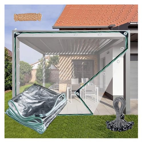 VXHCS Transparent Waterproof Tarpaulin Outdoor Transparent Tarpaulin Curtains 430g/㎡ PVC Rectangular Tarpaulin Insulated Door Curtain Garage Curtains(3.5x2.5m)