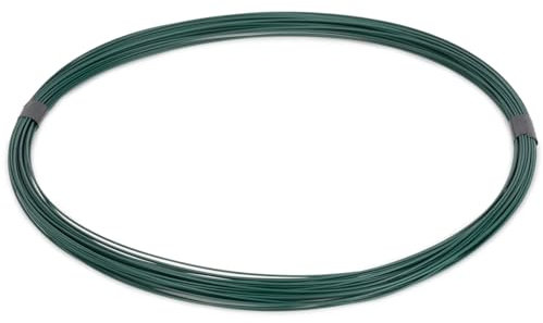 VOSS.farming Bindedraht 25m x 1,4mm, Spanndraht, Stahldraht, Befestigungsdraht, Blumendraht, Basteldraht, PVC ummantelt, grün
