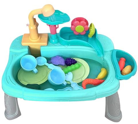 Jouet d'évier - Jeu d'évier de Cuisine | Jouet de Lave-Vaisselle électrique | Robinet Jouant avec de l'eau Courante | Les Jouent des Assiettes Qui lavent Le Jeu d'accessoires de Vaisselle pour